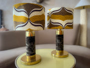 Brass and Velvet Lamp Set