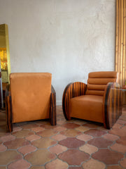 Vintage French Art Deco Club Chair Set