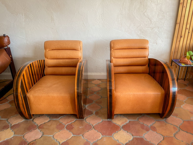 Vintage French Art Deco Club Chair Set