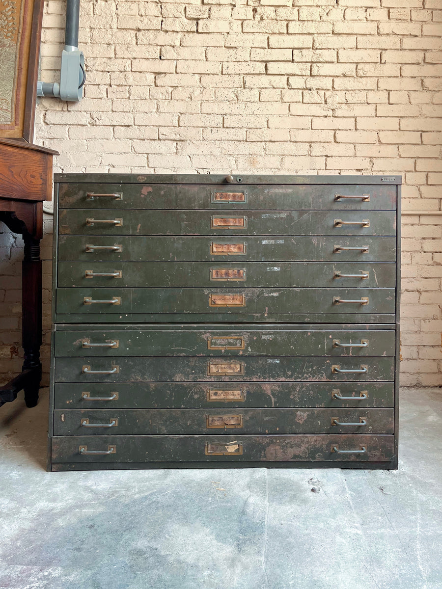 Vintage Steel Flat File Cabinet - Vintage Industrial by Get Back, Inc