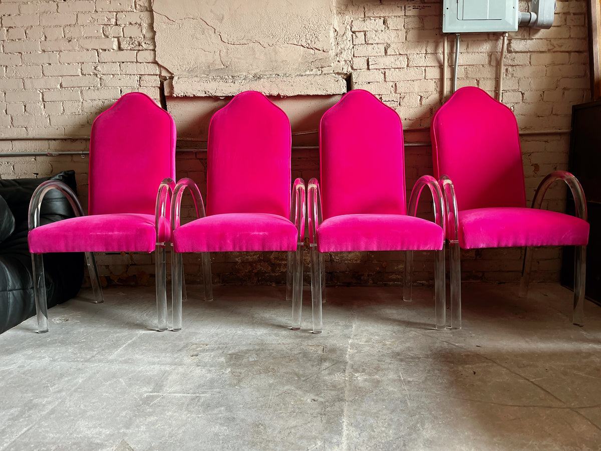 Hot pink velvet online dining chairs