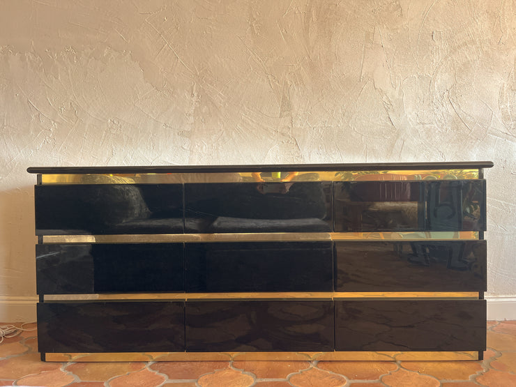 Black Lacquered & Brass Plated Dresser