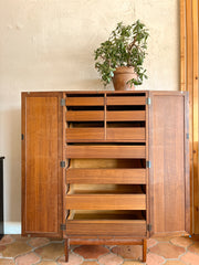 Cane Tall Mid Century Cabinet