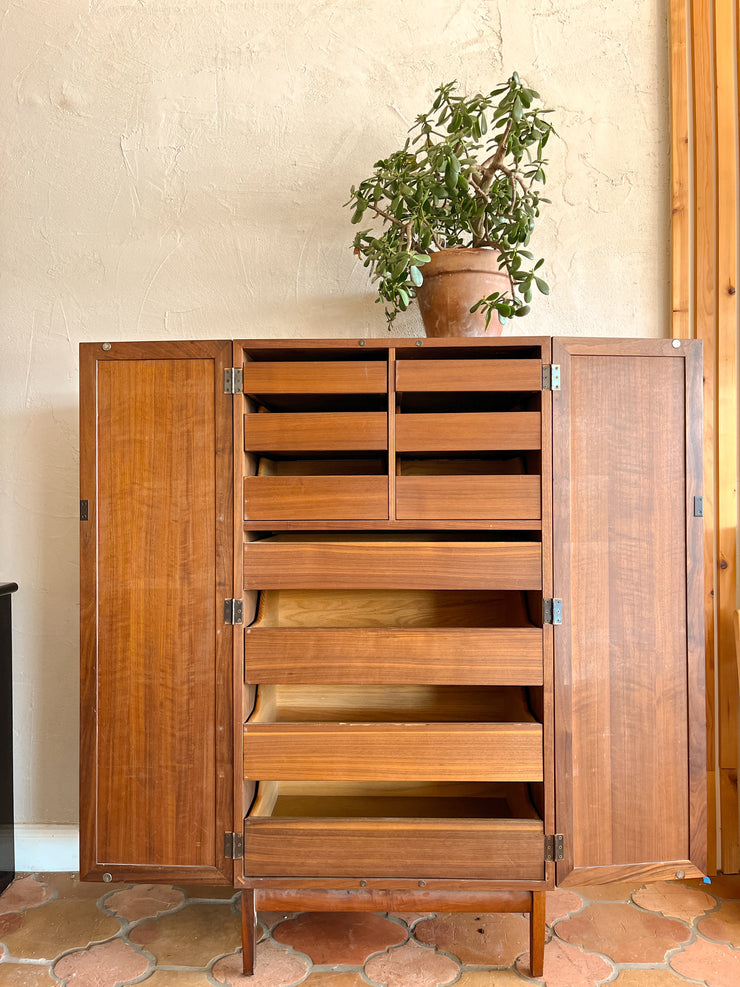 Cane Tall Mid Century Cabinet