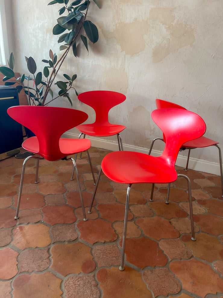 Red Bernhardt Chrome Chairs (Set of 4)