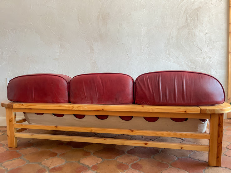 Hämeen Kalustaja Pine and Leather Sofa