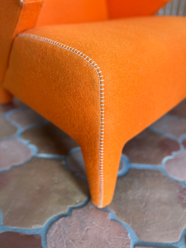Orange Felt Roche Bobois Silhouette chair