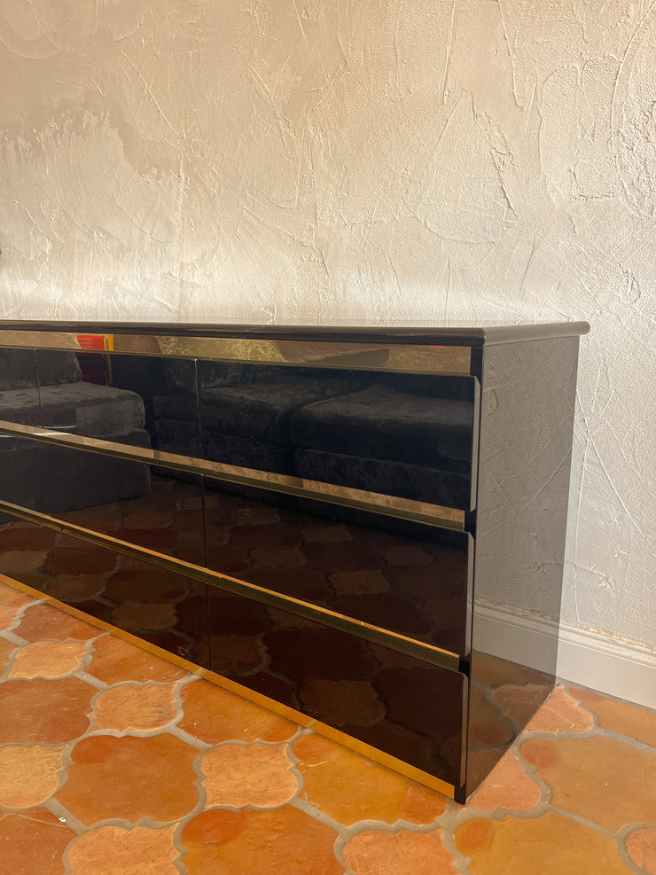 Black Lacquered & Brass Plated Dresser