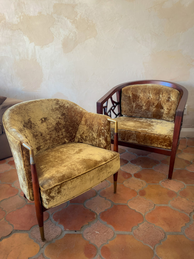 Mid Century His & Hers Velvet Chair Set