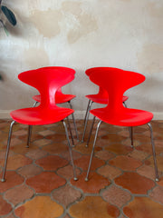 Red Bernhardt Chrome Chairs (Set of 4)