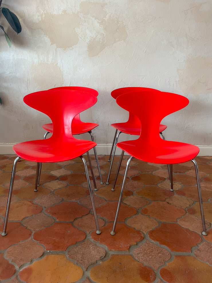 Red Bernhardt Chrome Chairs (Set of 4)