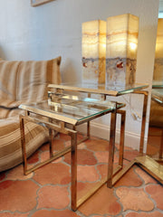 Vintage Brass & Glass Nesting Tables