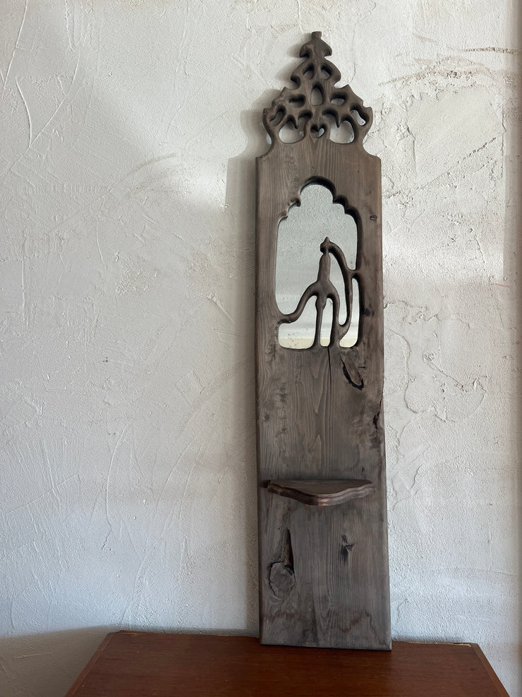 Folk Art Wooden Mirror Shelf