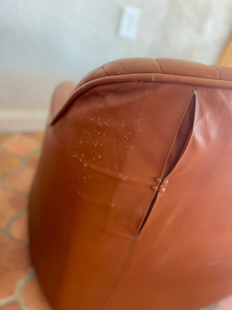 Afra & Tobia Scarpa Natural Leather "Cipria" Lounge Chair for Cassina Set