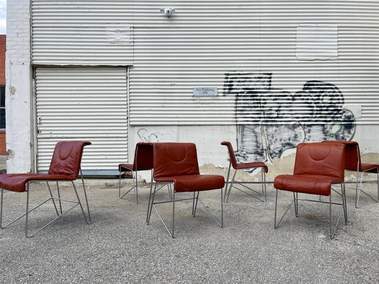 Vintage Leather Dining Chairs (6 total)