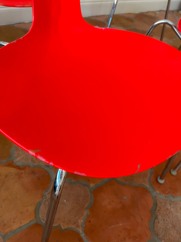 Red Bernhardt Chrome Chairs (Set of 4)