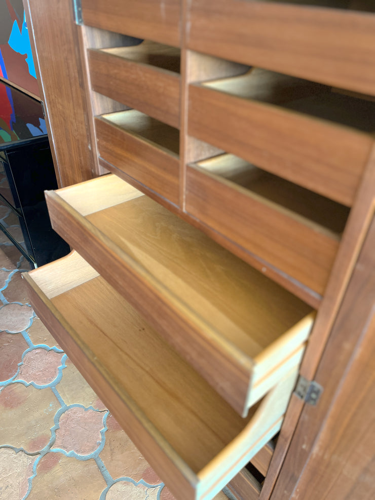 Cane Tall Mid Century Cabinet