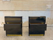 Lane Black Lacquered Nightstands