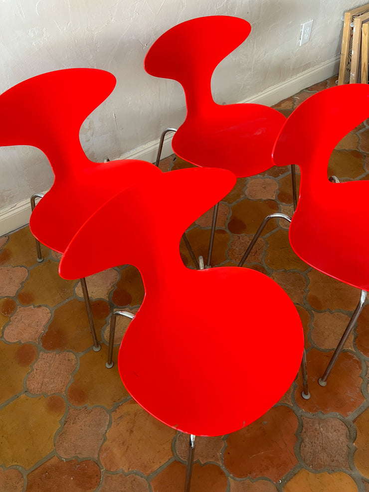 Red Bernhardt Chrome Chairs (Set of 4)