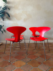 Red Bernhardt Chrome Chairs (Set of 4)