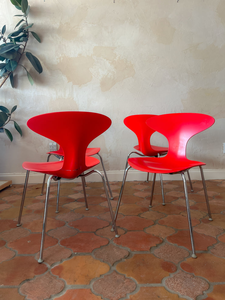 Red Bernhardt Chrome Chairs (Set of 4)