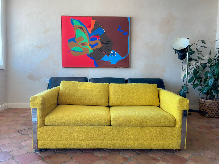Yellow & Chrome Loveseat