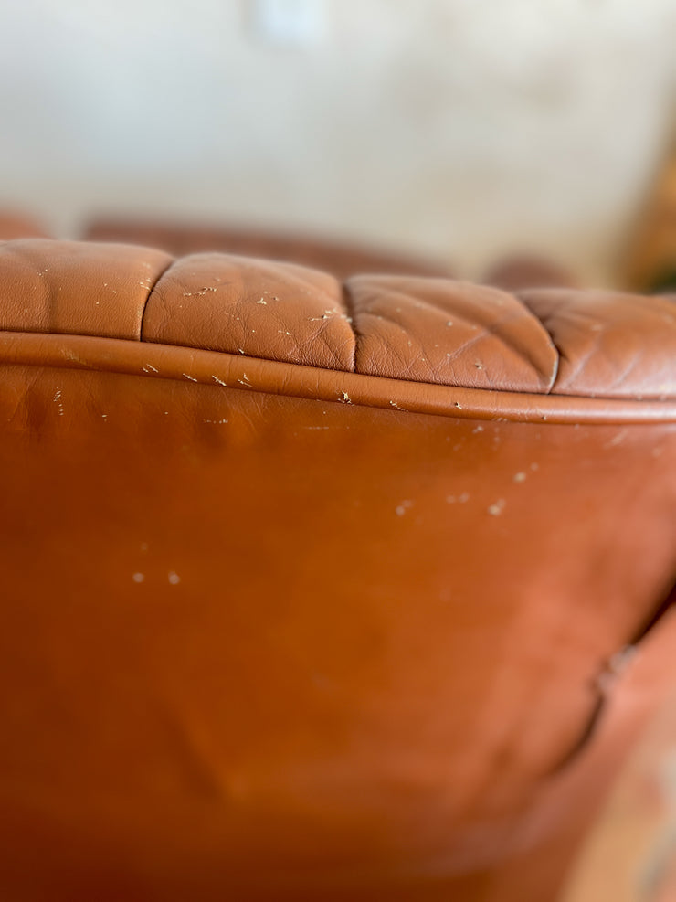 Afra & Tobia Scarpa Natural Leather "Cipria" Lounge Chair for Cassina Set