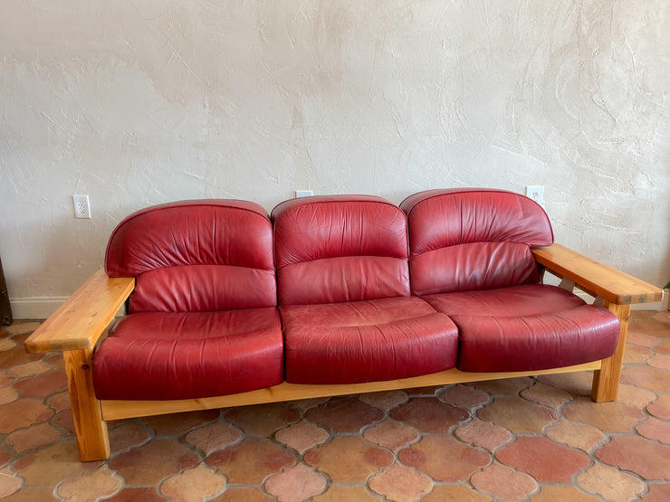 Hämeen Kalustaja Pine and Leather Sofa