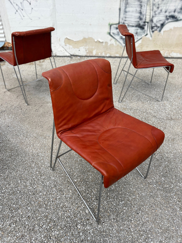 Vintage Leather Dining Chairs (6 total)