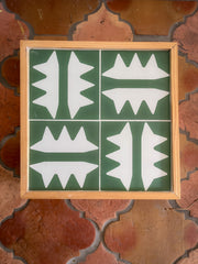 Green Oaxacan Tiled Rolling Stand (FREE SHIPPING)