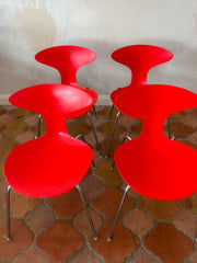 Red Bernhardt Chrome Chairs (Set of 4)