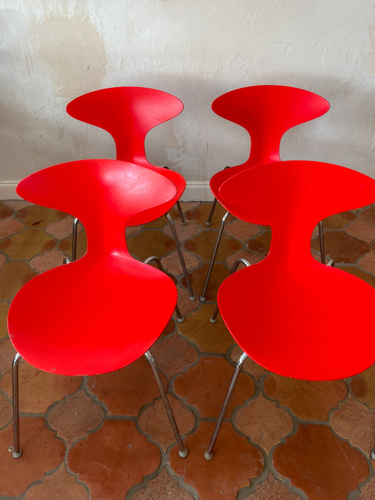 Red Bernhardt Chrome Chairs (Set of 4)
