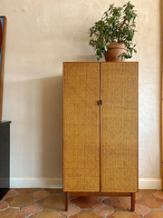 Cane Tall Mid Century Cabinet