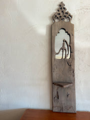 Folk Art Wooden Mirror Shelf