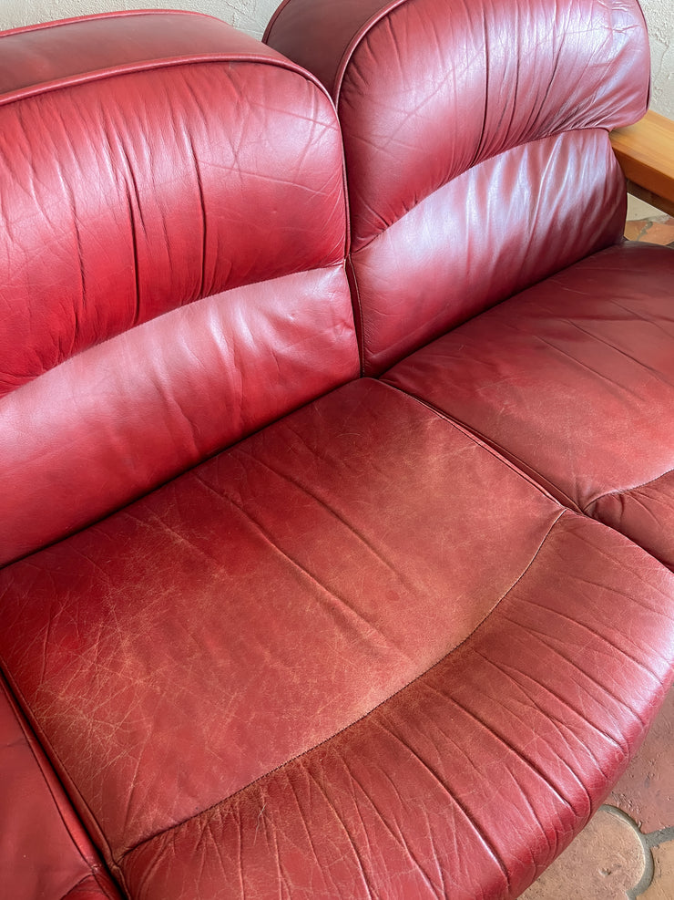 Hämeen Kalustaja Pine and Leather Sofa