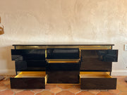 Black Lacquered & Brass Plated Dresser