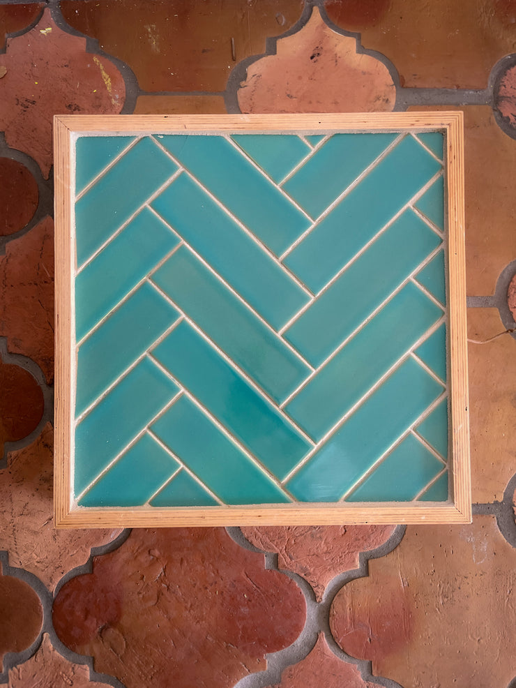 Aqua Herringbone Tiled Rolling Stand (FREE SHIPPING)o