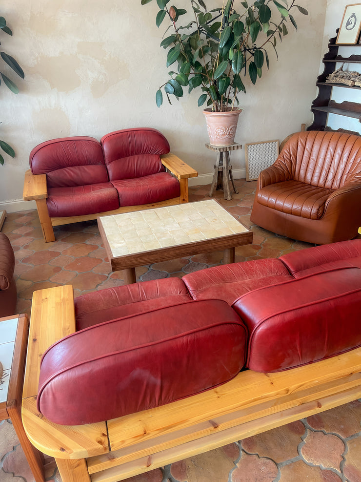 Hämeen Kalustaja Pine and Leather Loveseat