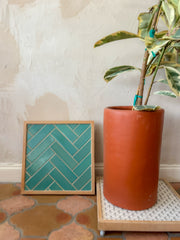 Aqua Herringbone Tiled Rolling Stand (FREE SHIPPING)o