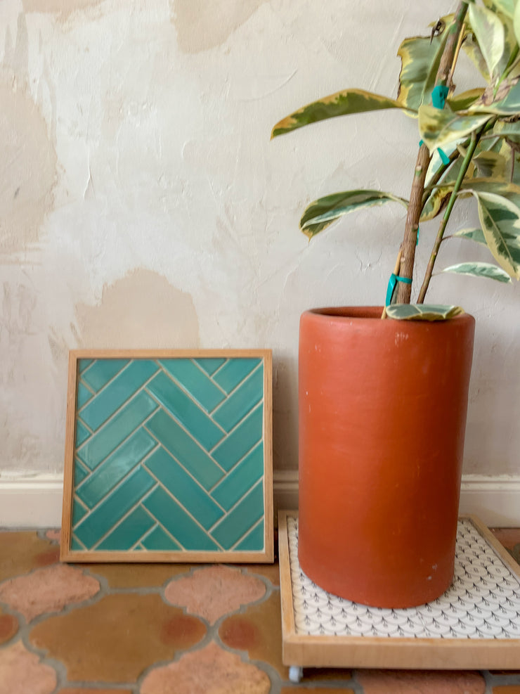 Aqua Herringbone Tiled Rolling Stand (FREE SHIPPING)o