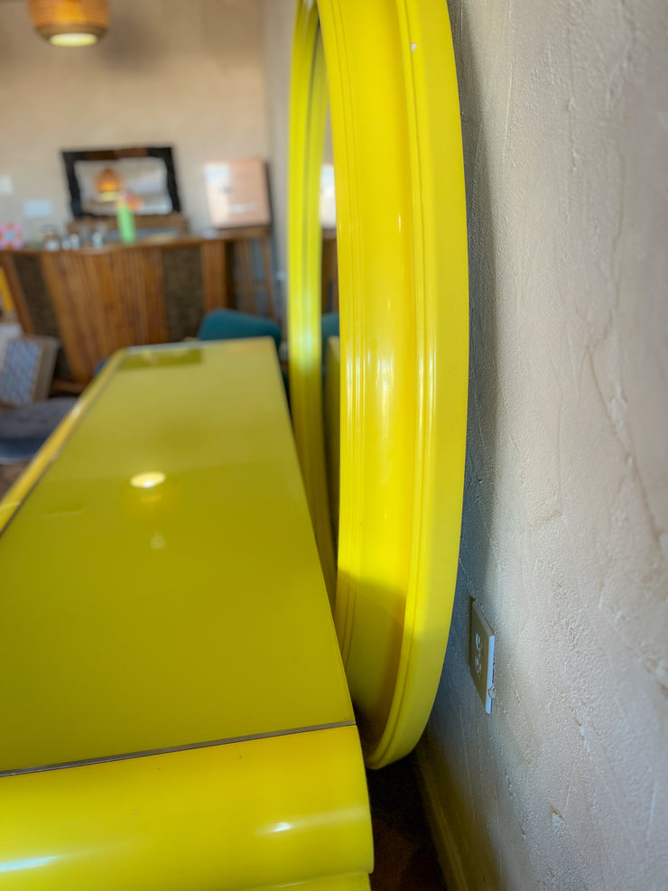 Vintage Yellow Bullnose Dresser & Mirror