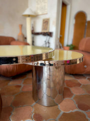 Round Swivel Ivory Glass & Chrome Table