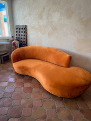 Vintage Vladimir Kagan Style Curved Sofa