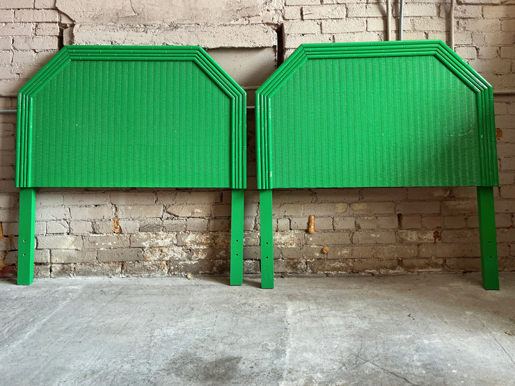 Green Wicker Twin Headboard (2 available)